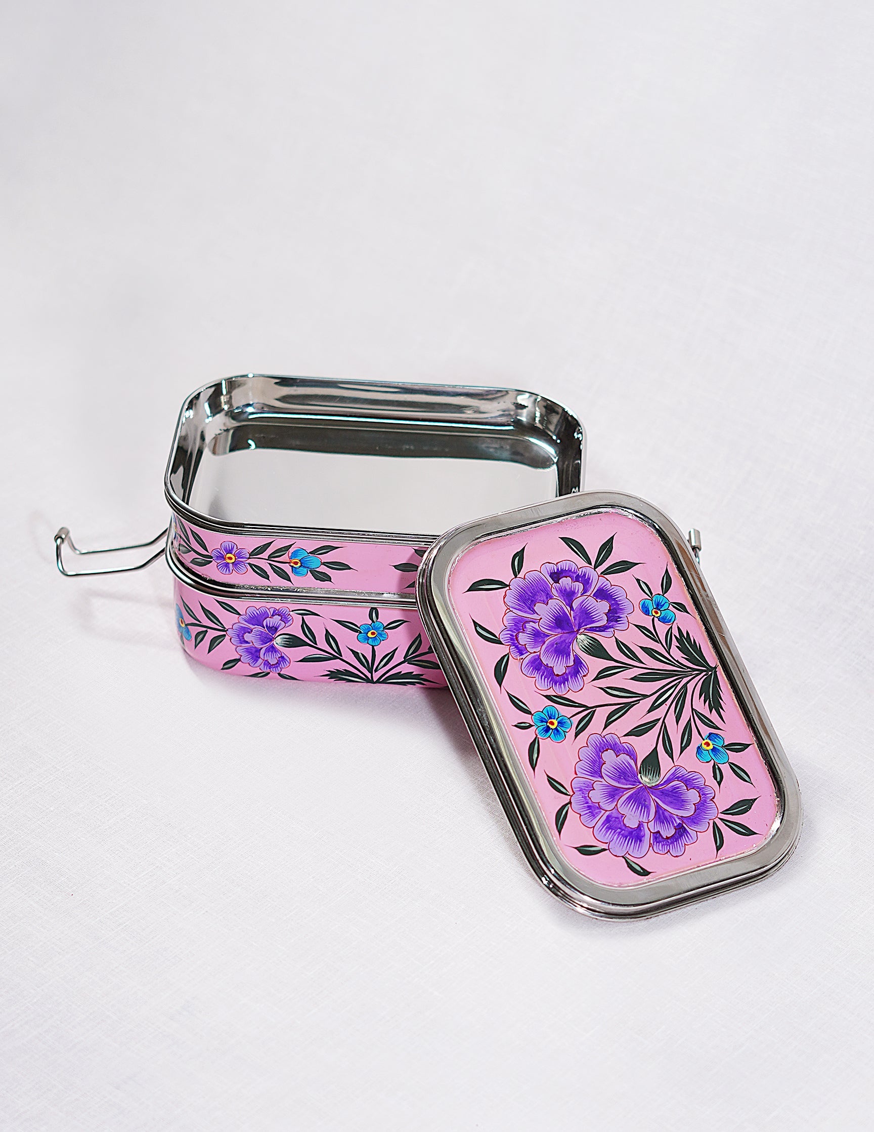 Papier-Mâché Tiffen Box — Hand-Painted Design | 11.5 cm (L) × 17.5 cm (B) × 8 cm (H)