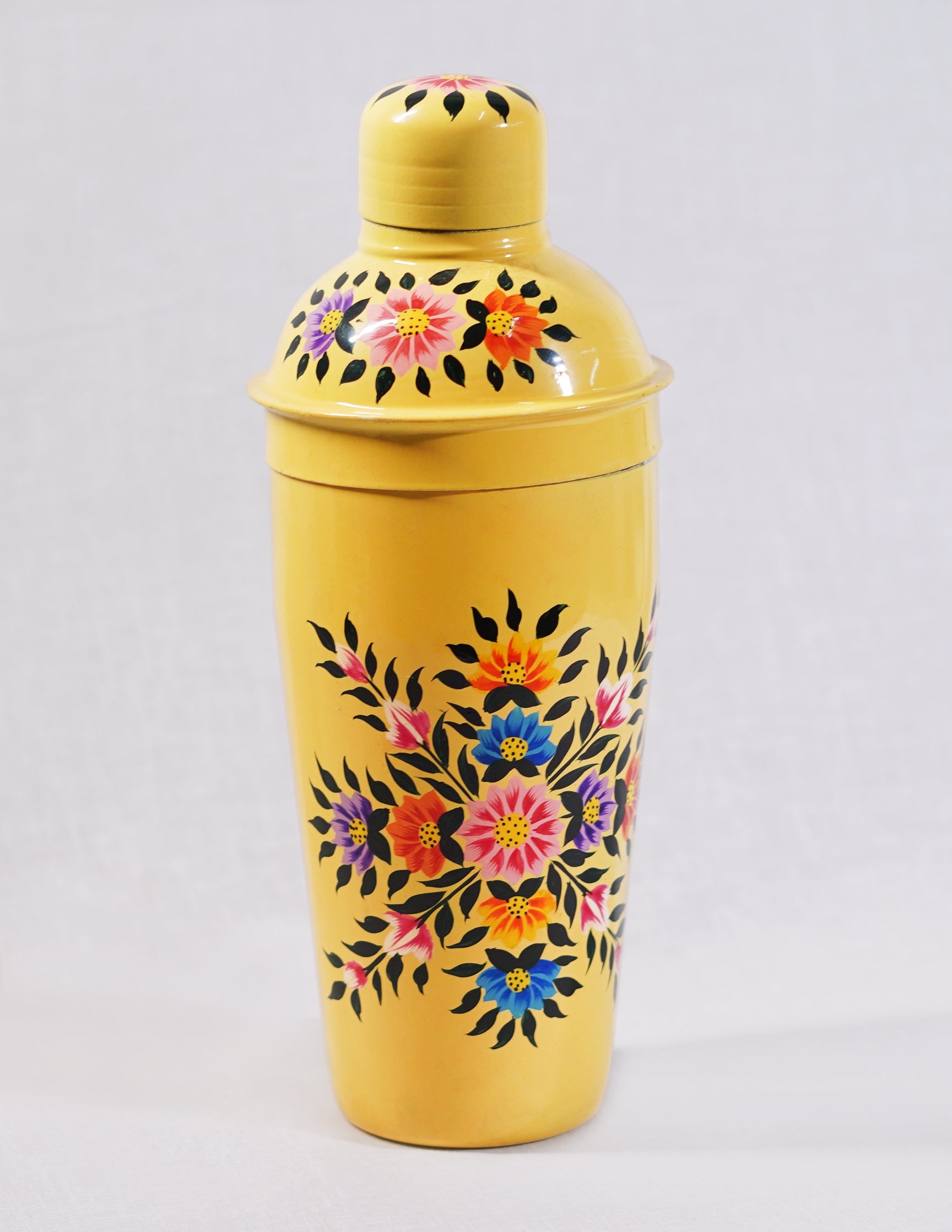 Papier-Mâché Cocktail Shaker — Hand-Painted Design | Ø 8.5 cm × 24 cm (H)