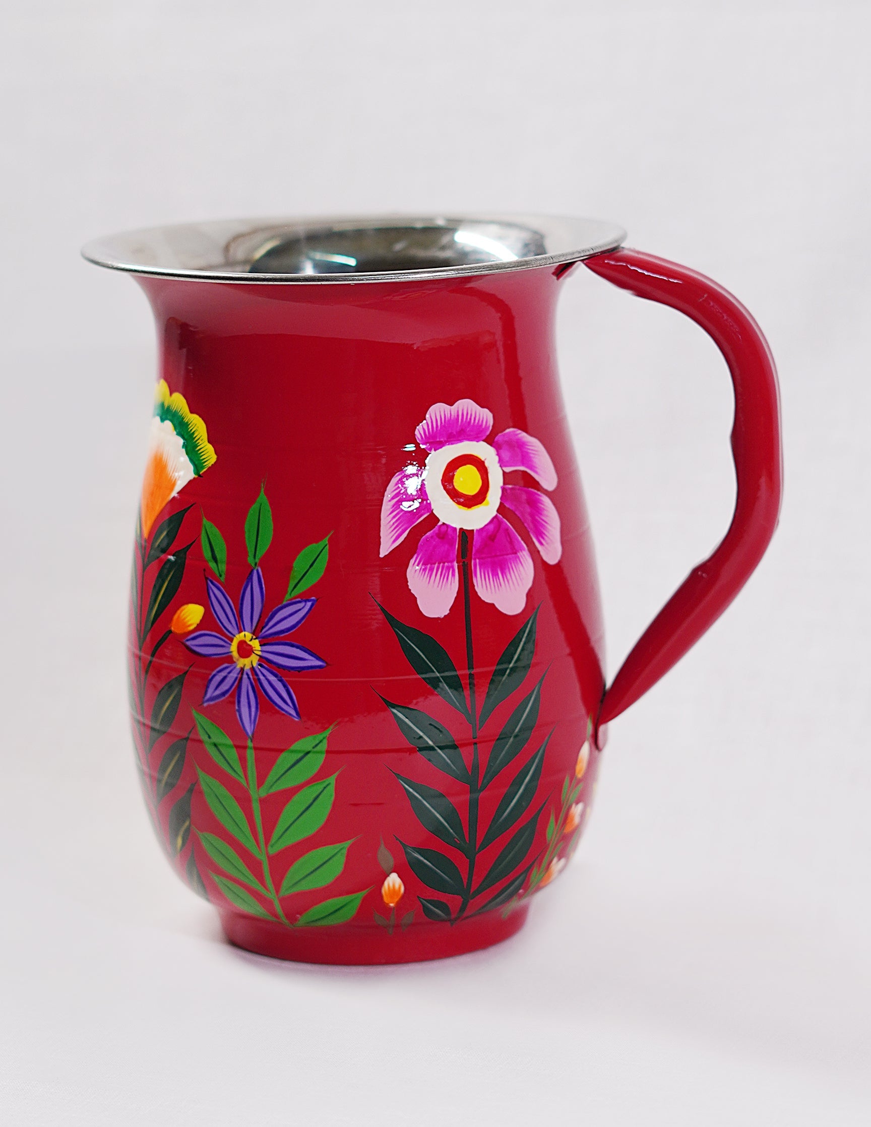 Papier-Mâché Jug — Hand-Painted Design | Ø 14 cm × 18 cm (H)