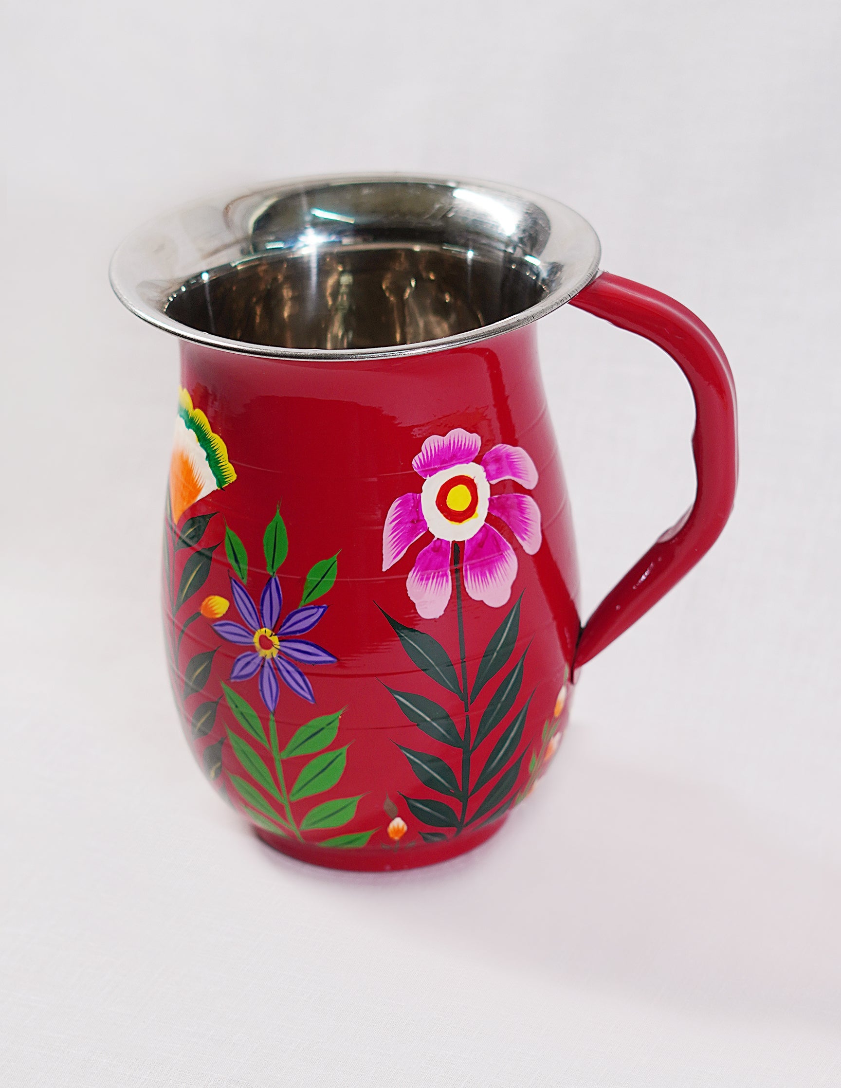 Papier-Mâché Jug — Hand-Painted Design | Ø 14 cm × 18 cm (H)