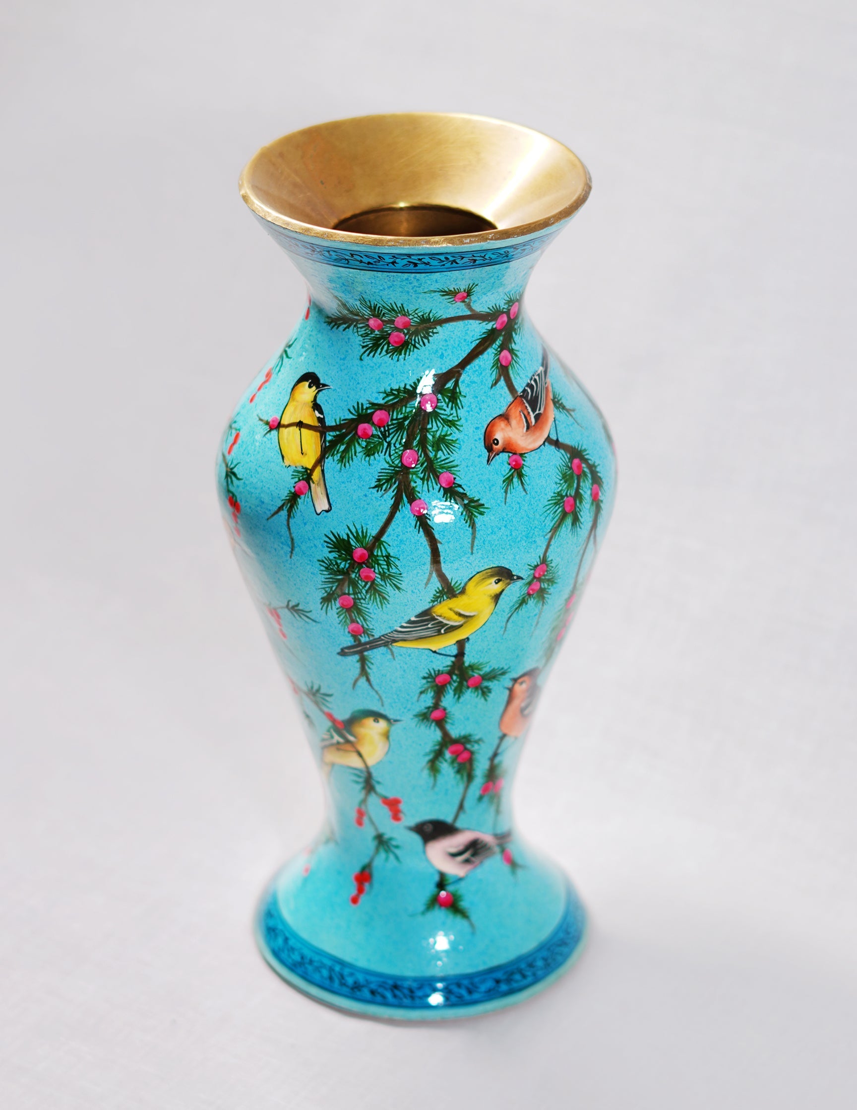 Papier-Mâché Flower Vase — Hand-Painted Design | Ø 11.5 cm × 29 cm (H)