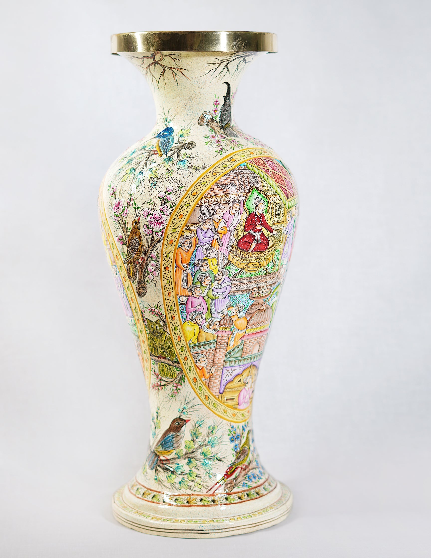 Papier-Mâché Flower Vase — Hand-Painted Design | Ø 17 cm × 51 cm (H)
