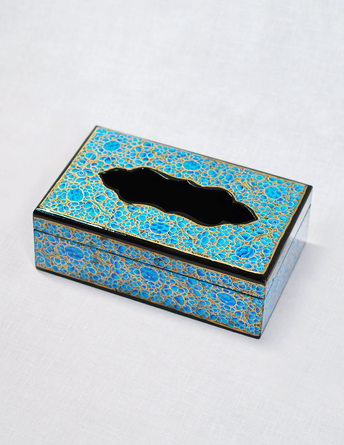 Papier-Mâché Tissue Box — Hand-Painted Design | 12.5 cm (L) × 20 cm (B) × 7 cm (H)