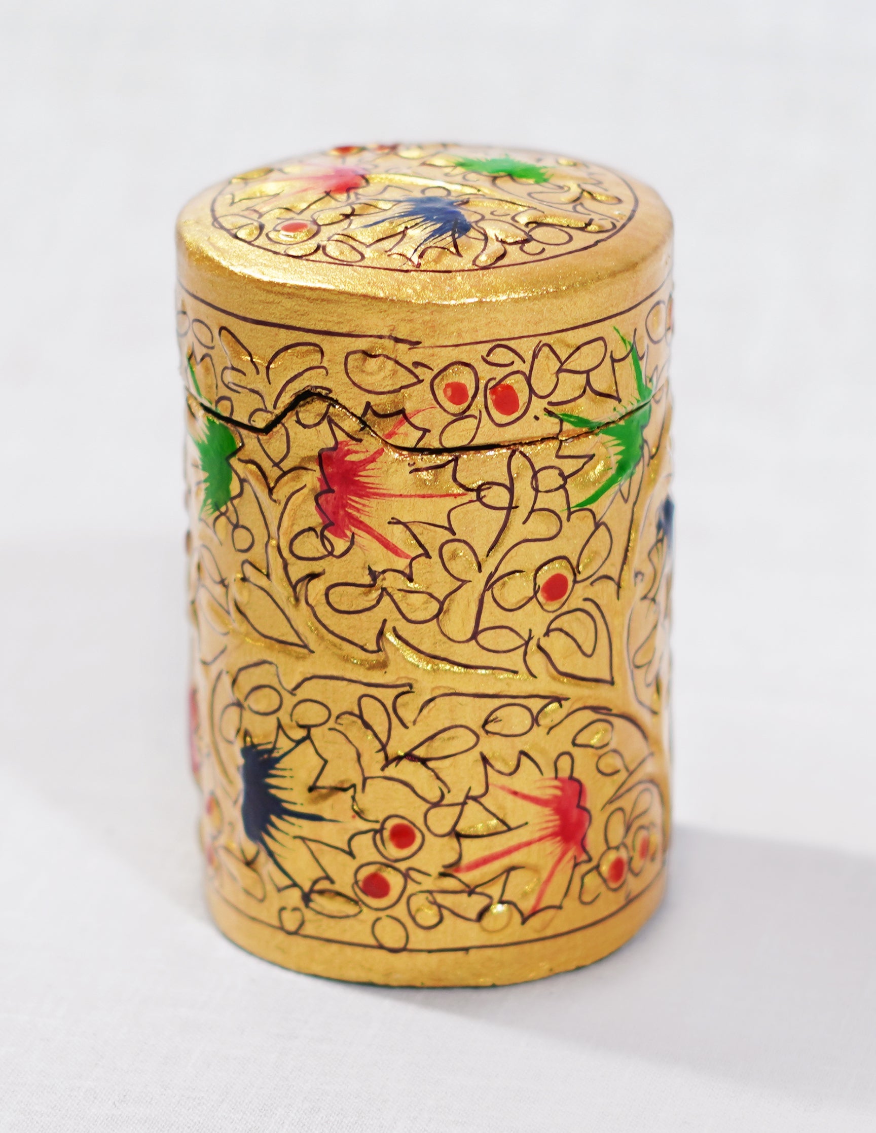 Papier-Mâché Toothpick Holder — Hand-Painted Design | Ø 4 cm × 7 cm (H)