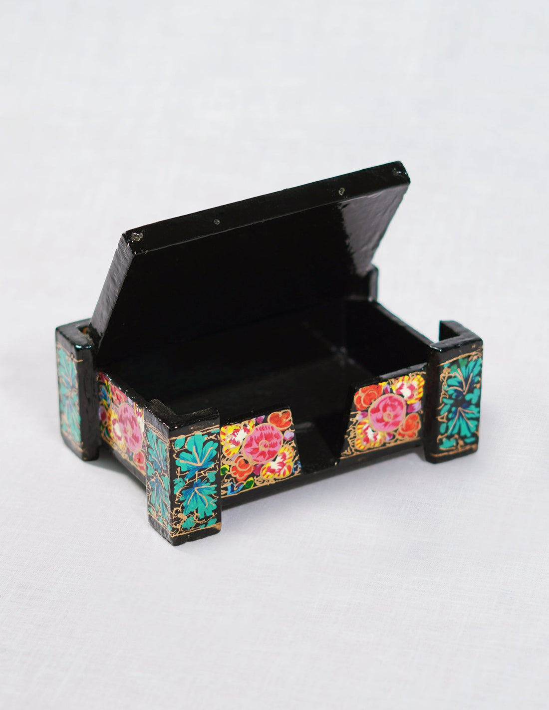 Papier-Mâché Card Box — Hand-Painted Design | 8 cm (L) × 11.5 cm (B) × 4.25 cm (H)