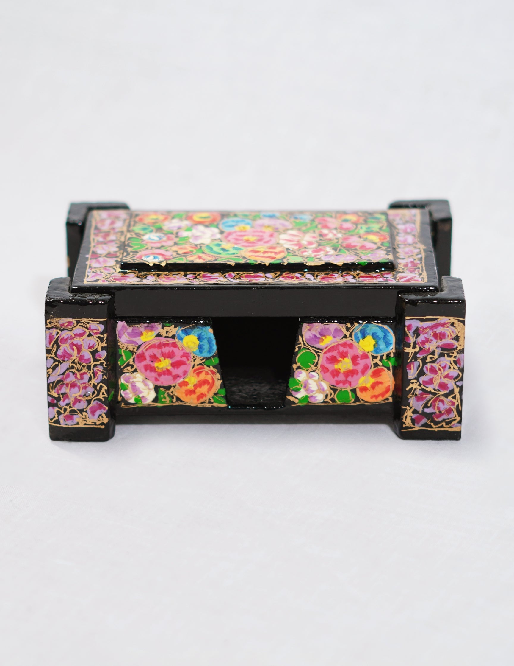 Papier-Mâché Card Box — Hand-Painted Design | 8 cm (L) × 11.5 cm (B) × 4.25 cm (H)