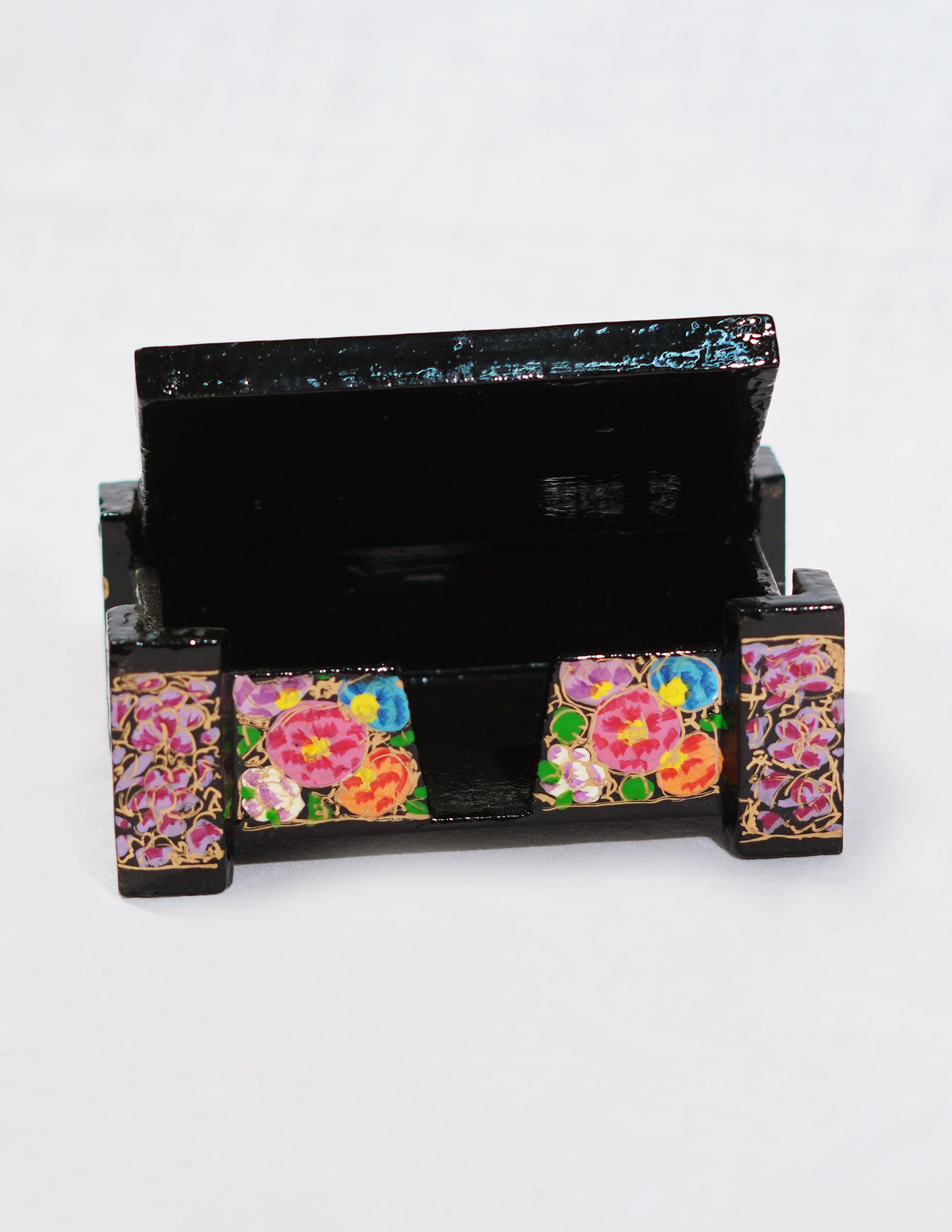 Papier-Mâché Card Box — Hand-Painted Design | 8 cm (L) × 11.5 cm (B) × 4.25 cm (H)