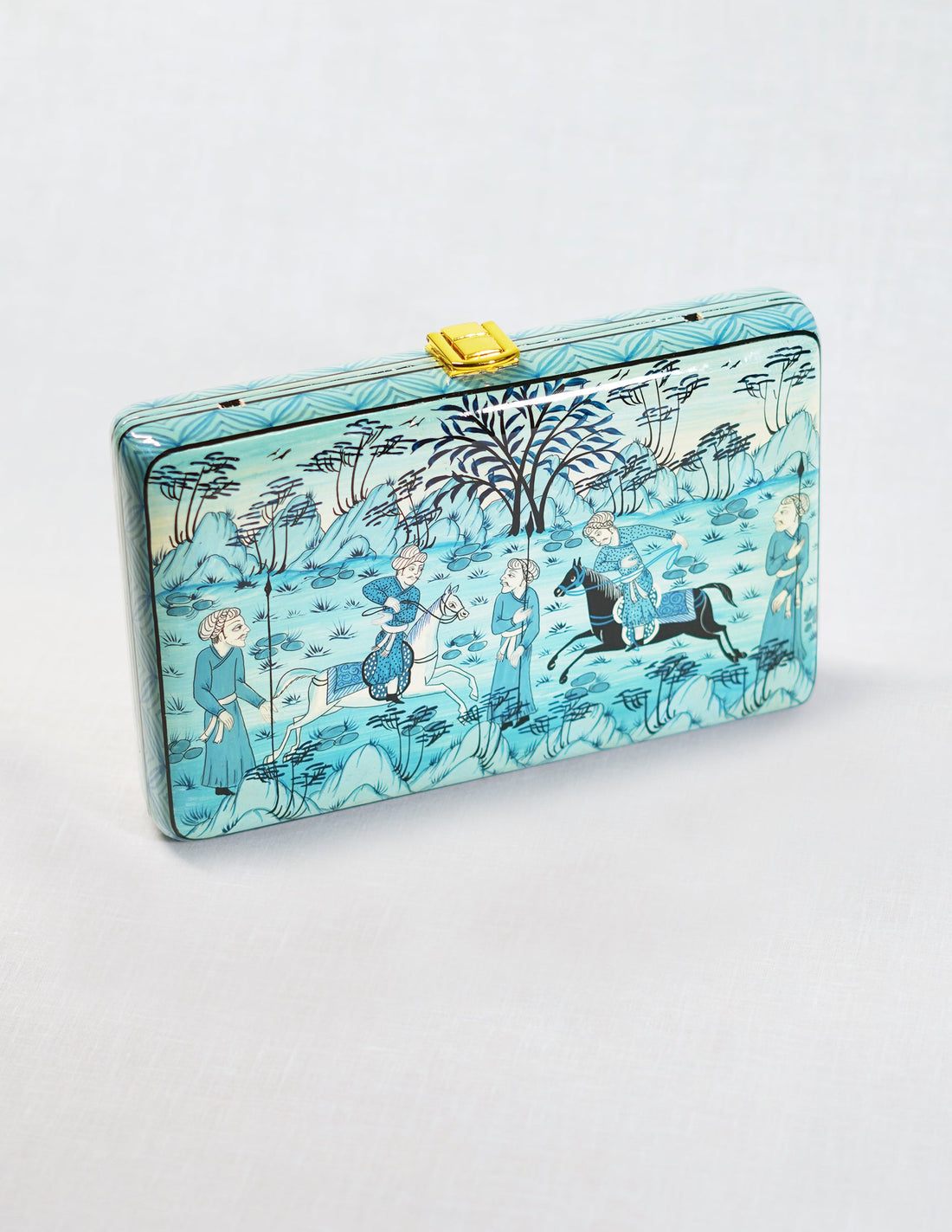 Papier-Mâché Rectangular Clutch — Hand-Painted Design | 12.5 cm (L) × 20 cm (B) × 3.5 cm (H)