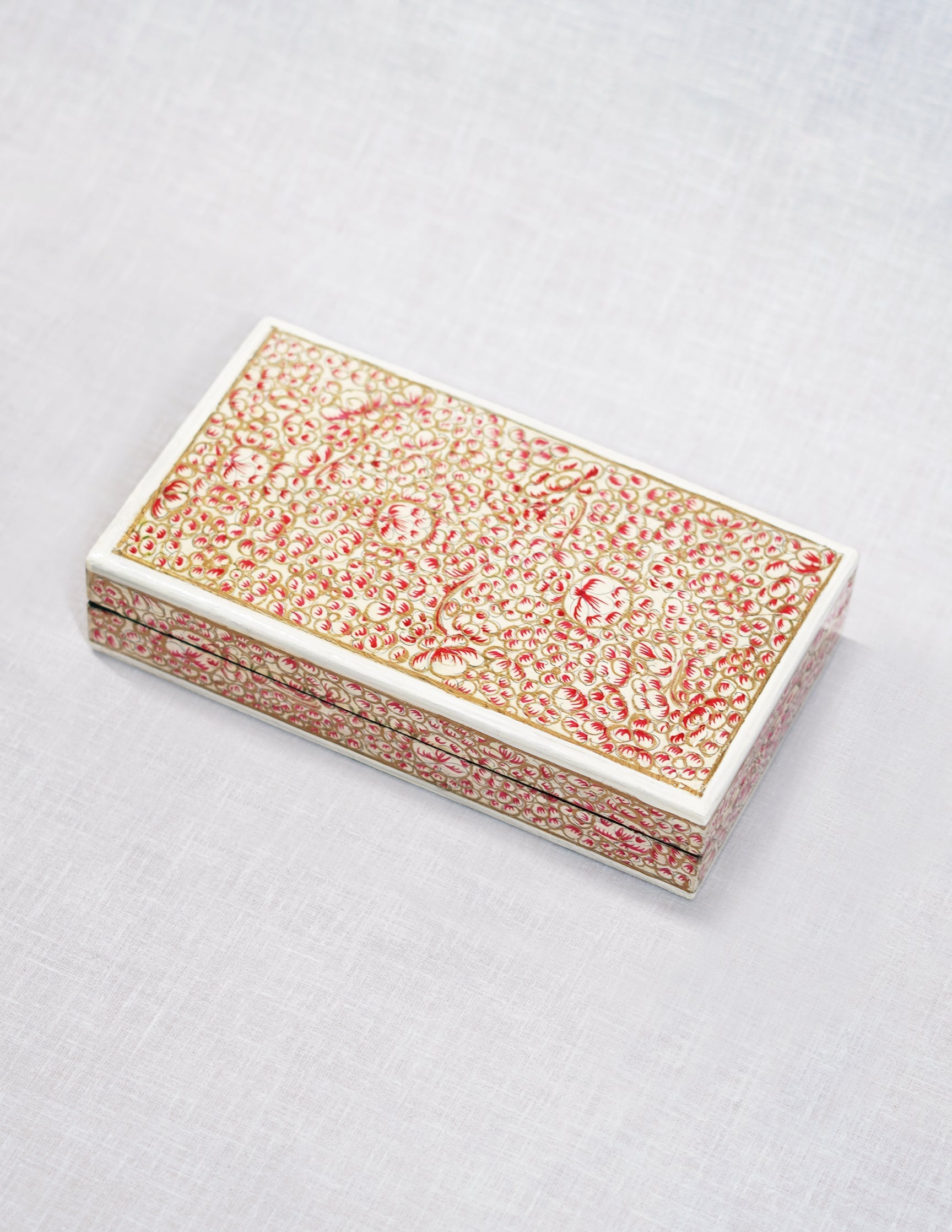 Papier-Mâché Flat Box — Hand-Painted Design | 10 cm (L) × 17.5 cm (B) × 3.5 cm (H)