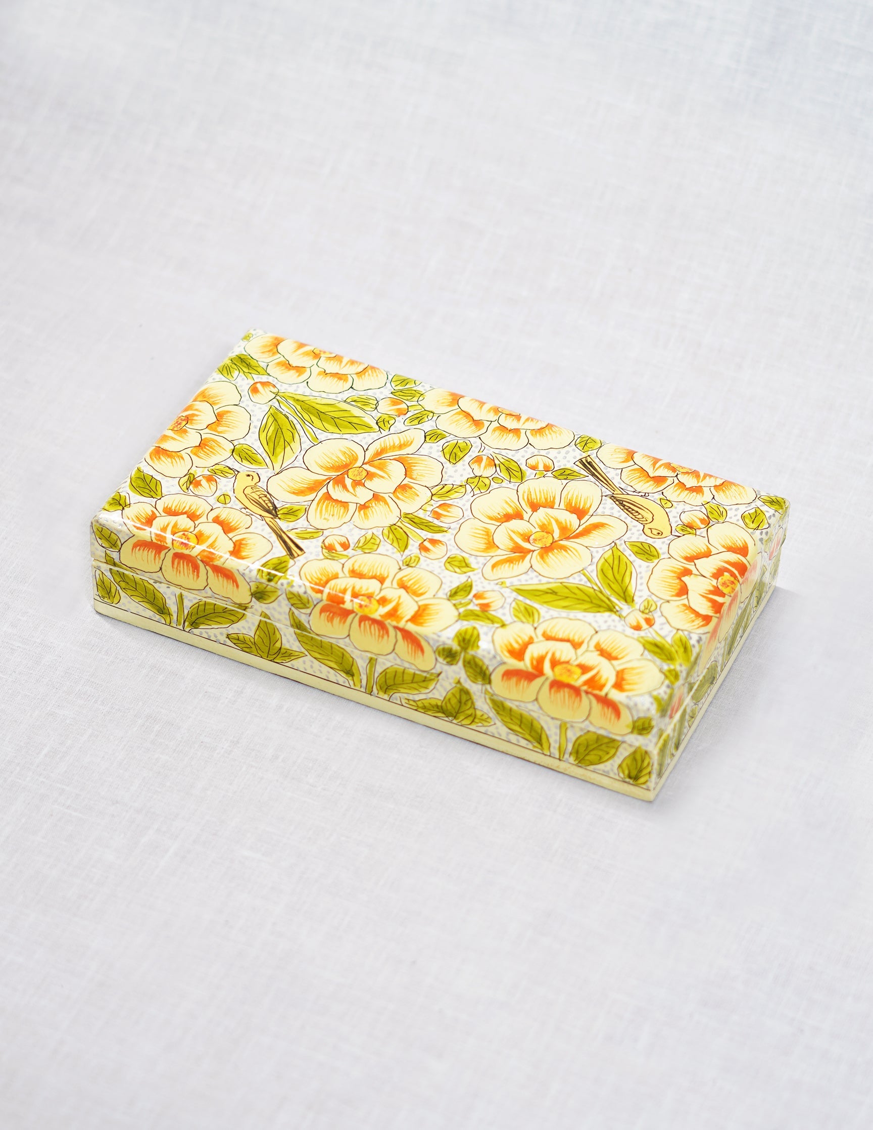 Papier-Mâché Flat Box — Hand-Painted Design | 10 cm (L) × 17.5 cm (B) × 3.5 cm (H)