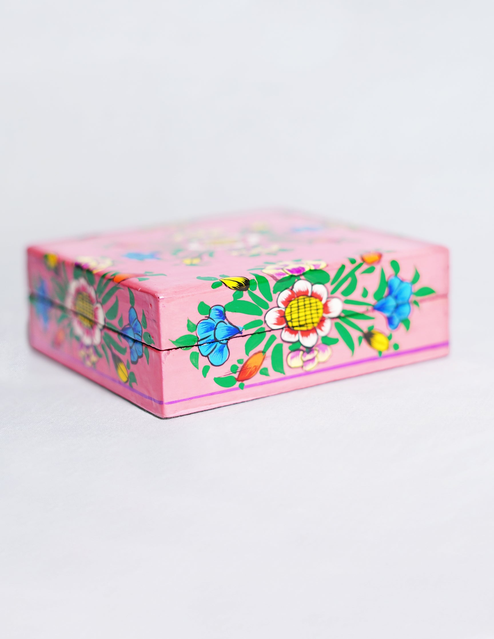 Papier-Mâché Coaster Set — Hand-Painted Design | 11 cm (L) × 11 cm (B) × 3.5 cm (H)