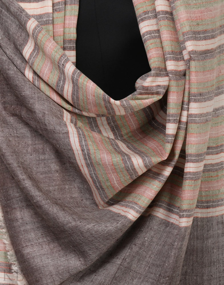 Grey Palla Stripped Pashmina Shawl - KashmirBox.com