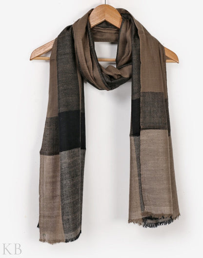 Grey Black Stripped Cashmere Stole - Kashmir Box