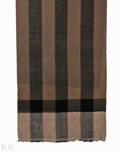 Grey Black Stripped Cashmere Stole - Kashmir Box