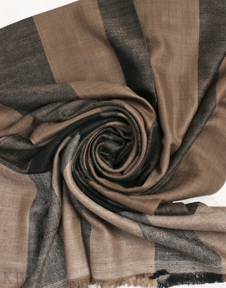 Grey Black Stripped Cashmere Stole - Kashmir Box