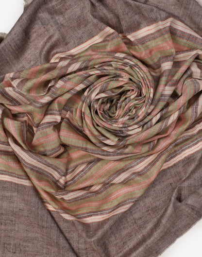 Grey Palla Stripped Pashmina Shawl - KashmirBox.com