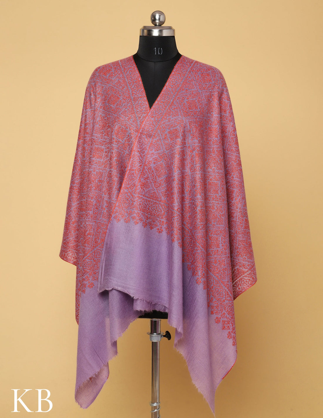 Lavender Sozni Embroidered Pure Pashmina Stole - Kashmir Box