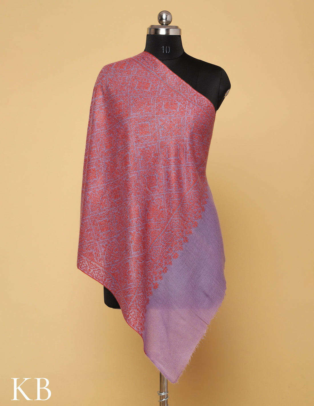 Lavender Sozni Embroidered Pure Pashmina Stole - Kashmir Box