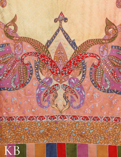 Cream Kalamkari Pure Pashmina Stole - Kashmir Box