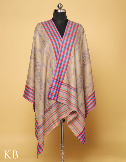 Multicolor Sozni Embroidered Pure Pashmina Stole - Kashmir Box