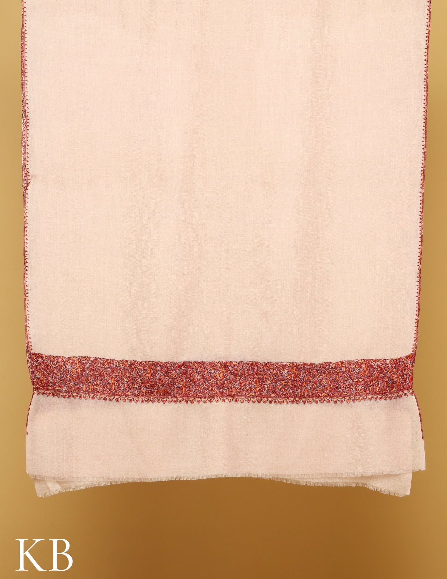 Baby Pink Sozni Embroidered Pure Pashmina Stole - Kashmir Box