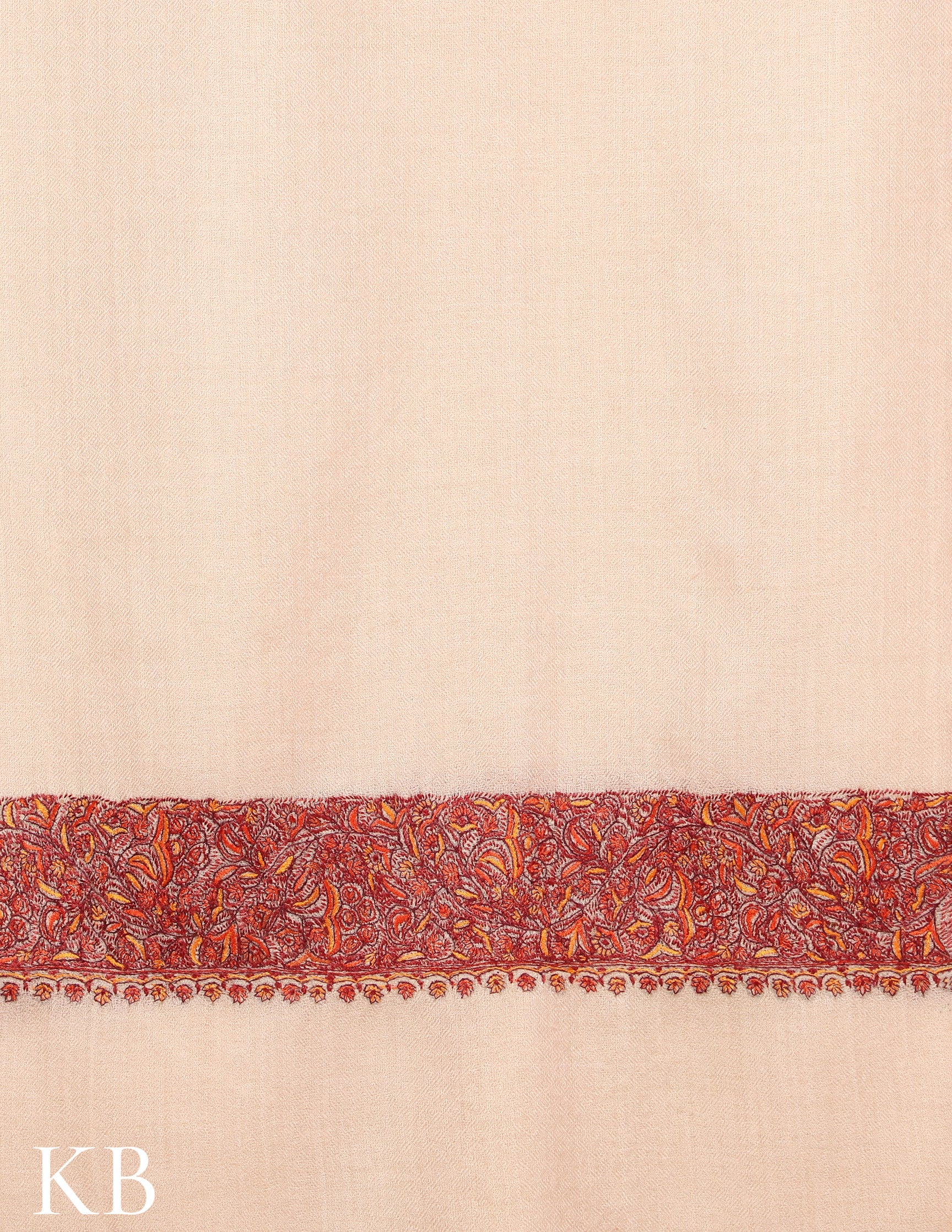 Baby Pink Sozni Embroidered Pure Pashmina Stole - Kashmir Box