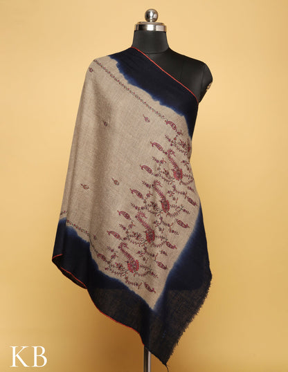 Dual Shade Pure Pashmina Sozni Embroidered Stole - Kashmir Box