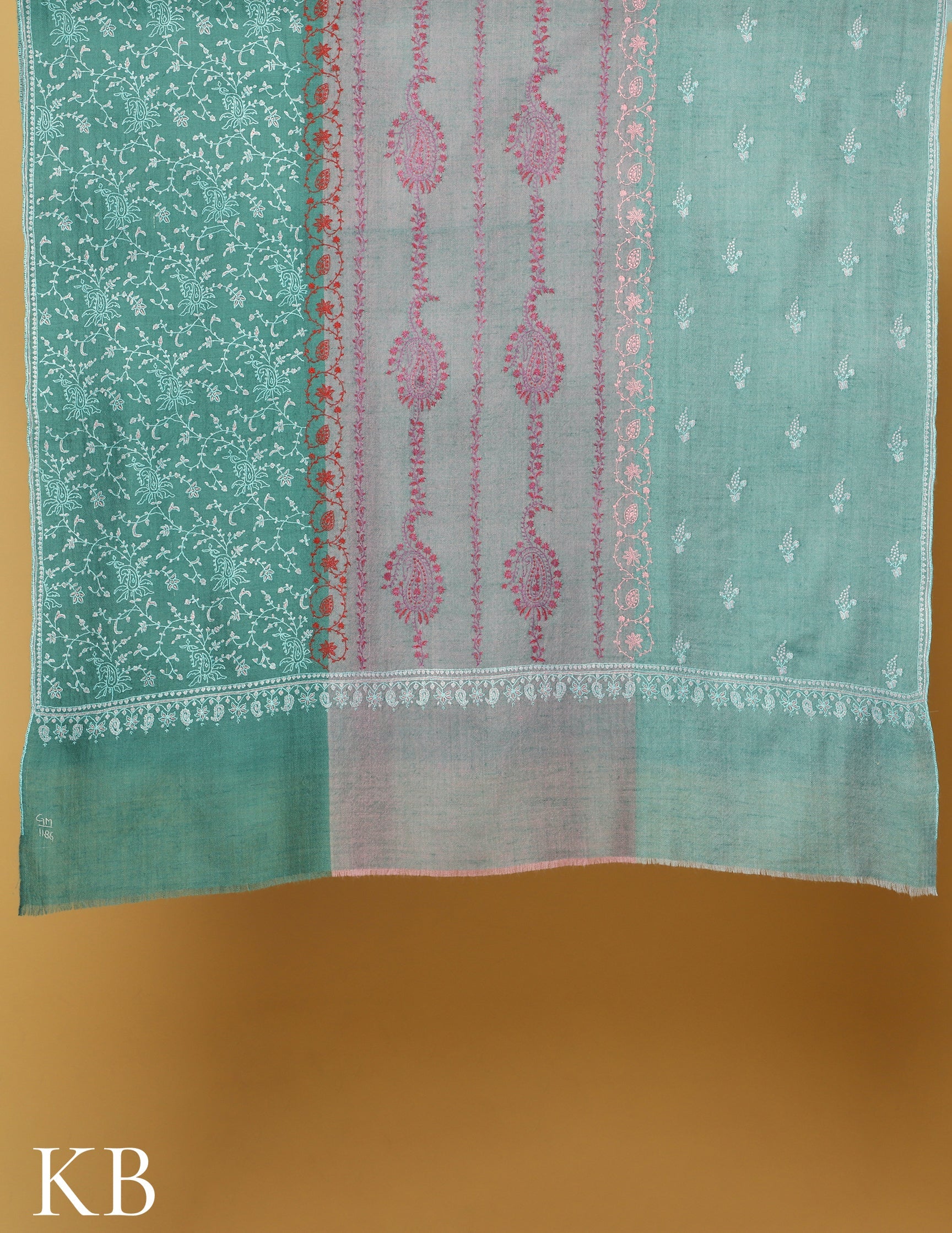 Multicolor Pure Pashmina Shawl Sozni Embroidered - Kashmir Box