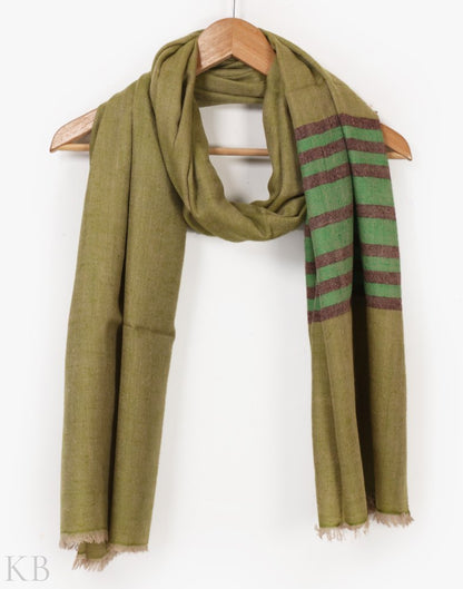 Lemon Green Stripped Pashmina Stole - KashmirBox.com