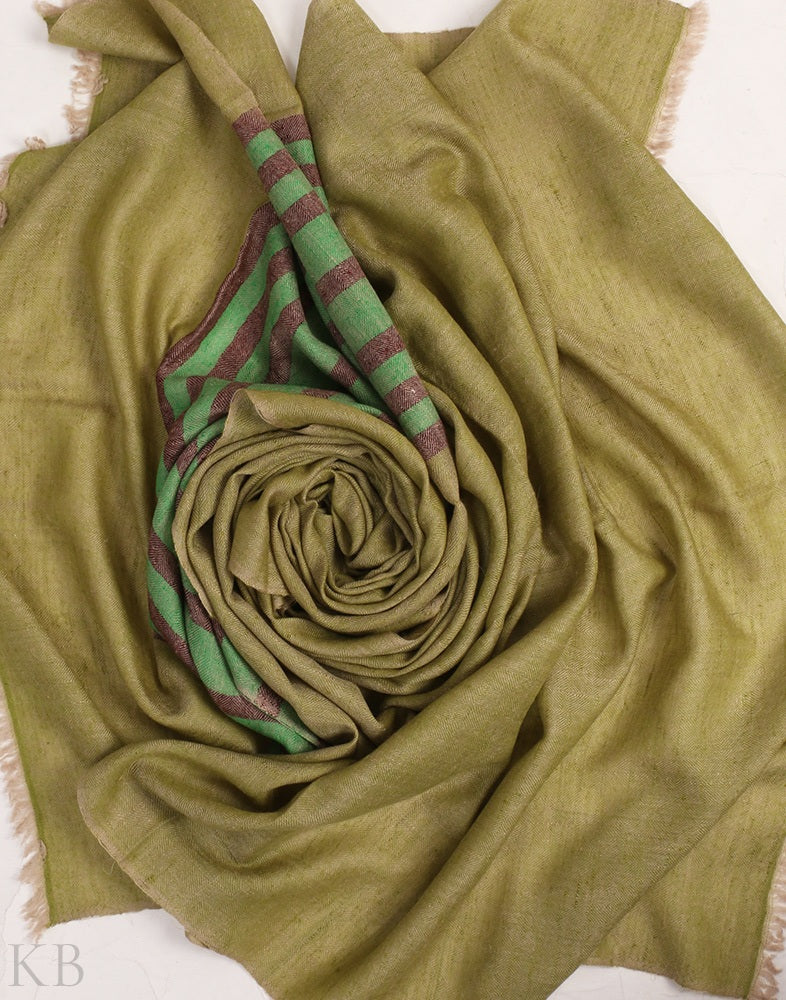 Lemon Green Stripped Pashmina Stole - KashmirBox.com