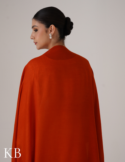 Burnt Orange Solid Woollen Shawl | Cozy Autumn Hue - Kashmir Box