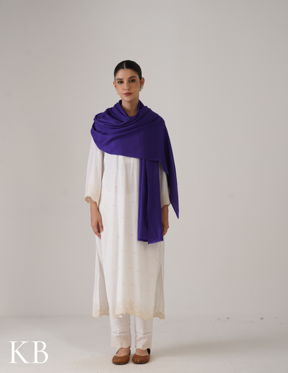 Royal Blue Solid Woollen Shawl | Everyday Warmth from Kashmir - Kashmir Box