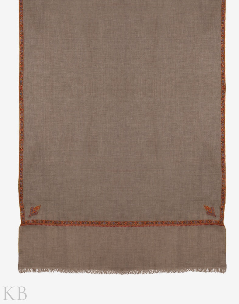 Natural Base Hashidaar Embroidered Cashmere Shawl - Kashmir Box