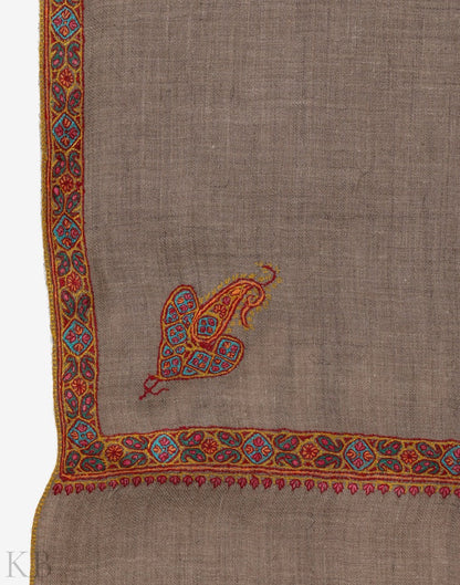 Natural Base Hashidaar Embroidered Cashmere Shawl - Kashmir Box