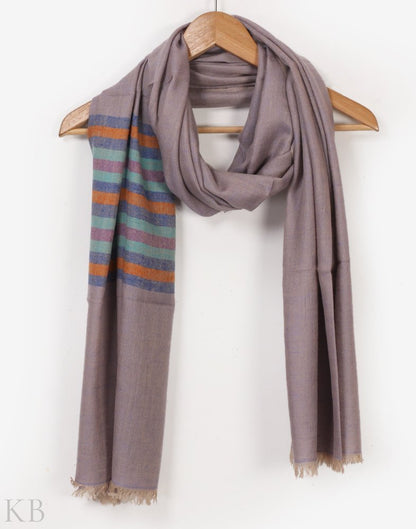 Lilac Stripped Pashmina Stole - KashmirBox.com