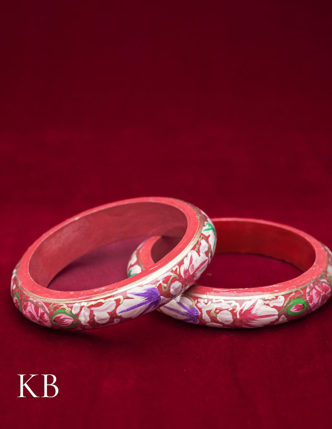 Kashmiri Papier Mâché Bangles (Set of 2, Red) | Artisan-Made | Handcrafted Heritage