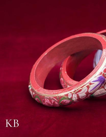 Kashmiri Papier Mâché Bangles (Set of 2, Red) | Artisan-Made | Handcrafted Heritage