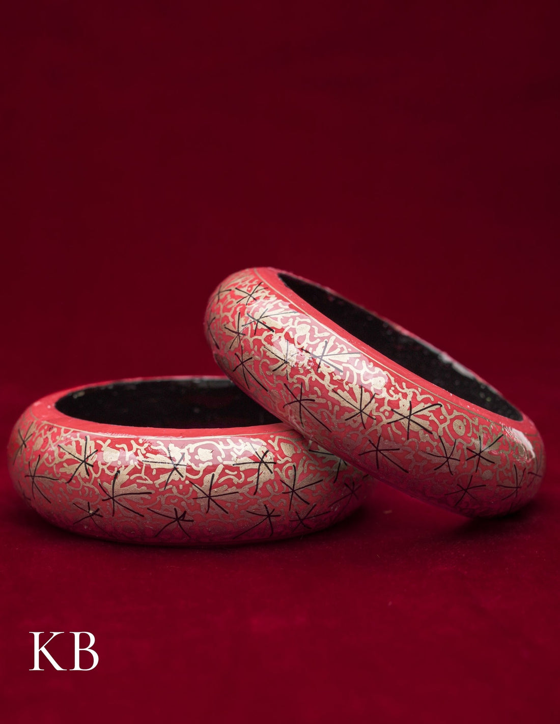 Kashmiri Papier Mâché Bangles (Set of 2, Red) | Artisan-Made | Handcrafted Heritage