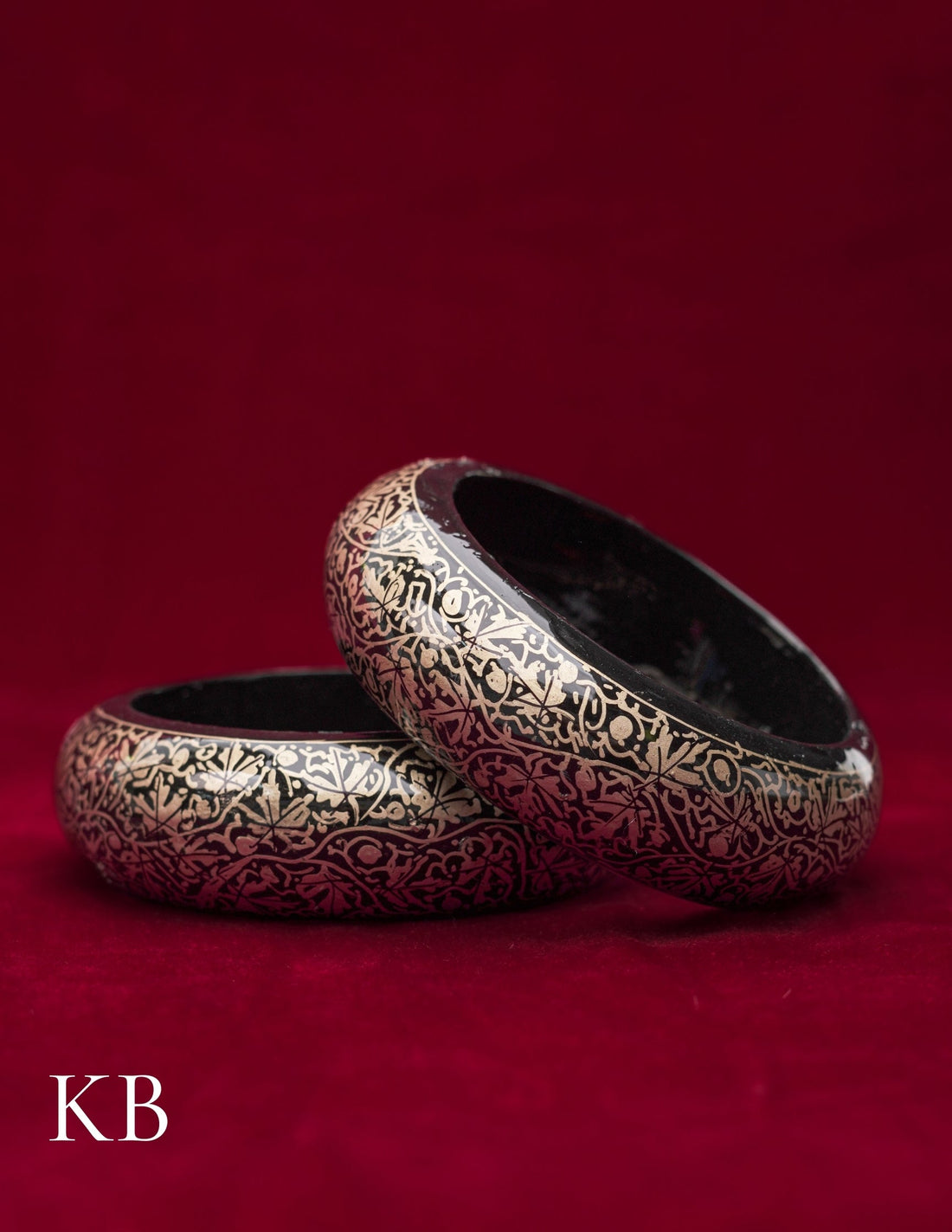 Kashmiri Papier Mâché Bangles (Set of 2, Black) | Artisan-Made | Handcrafted Heritage
