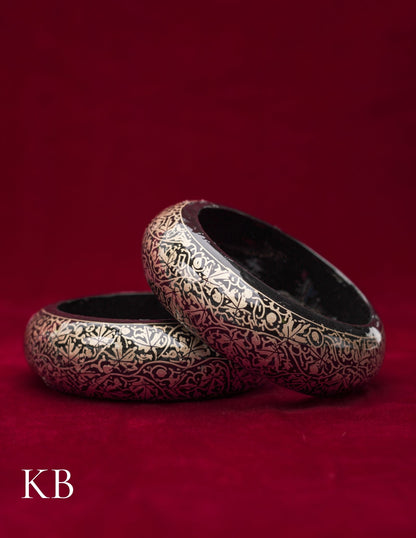 Kashmiri Papier Mâché Bangles (Set of 2, Black) | Artisan-Made | Handcrafted Heritage