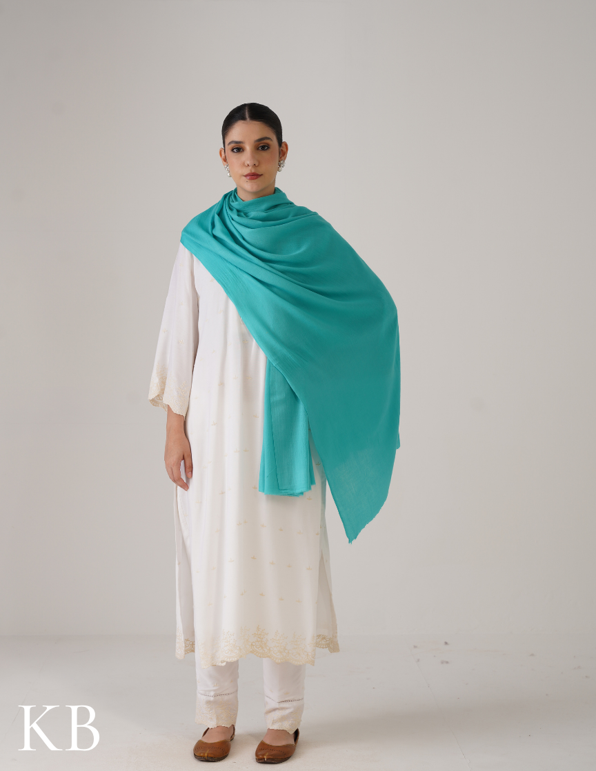 Misty Sea Green Solid Woollen Shawl | Subtle Everyday Style - Kashmir Box