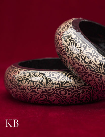 Kashmiri Papier Mâché Bangles (Set of 2, Black) | Artisan-Made | Handcrafted Heritage
