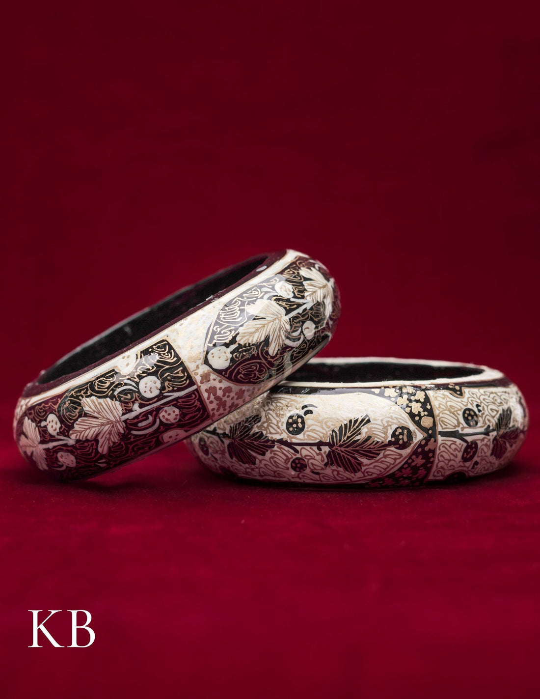 Kashmiri Papier Mâché Bangles (Set of 2, White) | Artisan-Made | Handcrafted Heritage