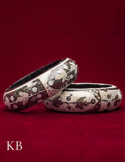Kashmiri Papier Mâché Bangles (Set of 2, White) | Artisan-Made | Handcrafted Heritage