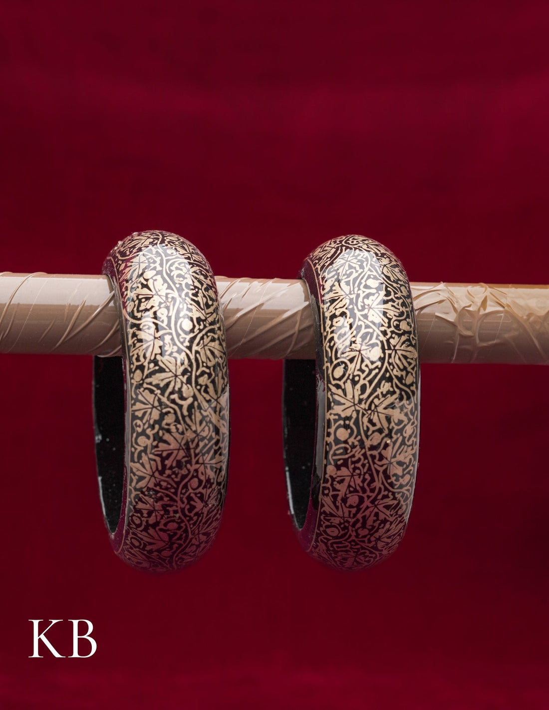 Kashmiri Papier Mâché Bangles (Set of 2, Black) | Artisan-Made | Handcrafted Heritage