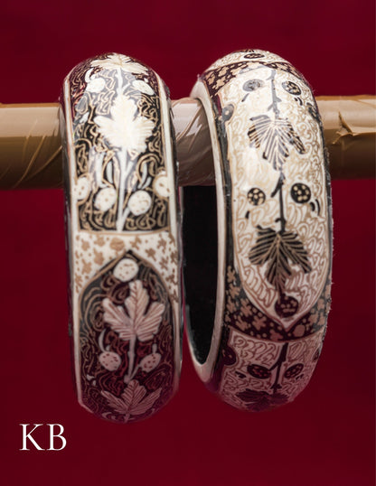 Kashmiri Papier Mâché Bangles (Set of 2, White) | Artisan-Made | Handcrafted Heritage