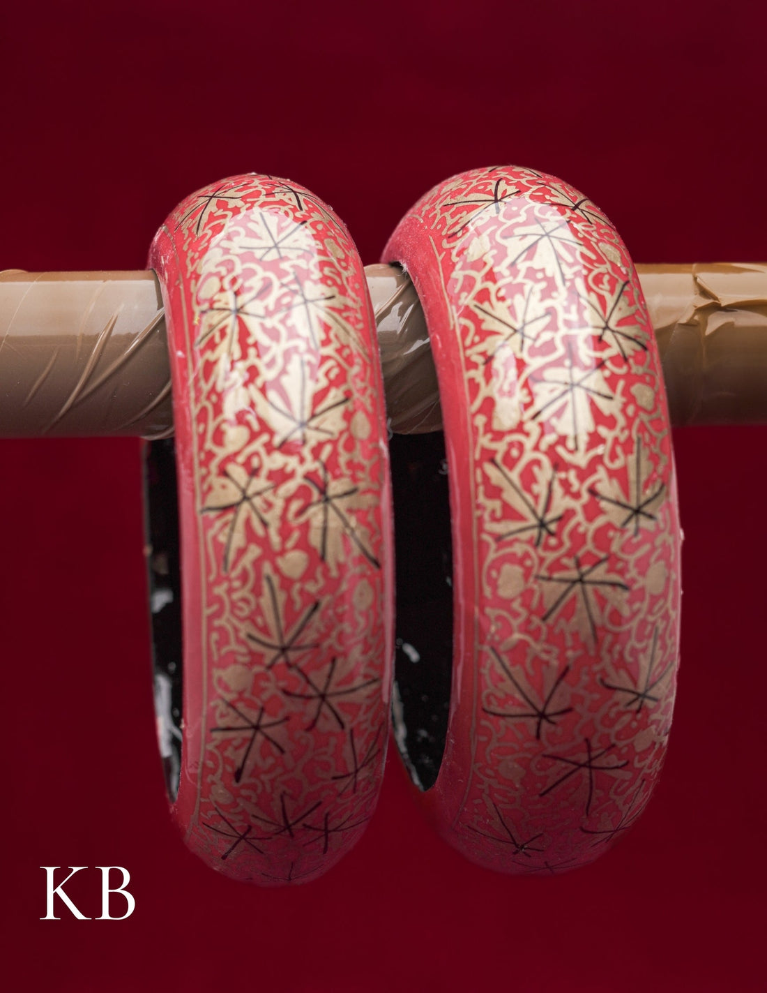 Kashmiri Papier Mâché Bangles (Set of 2, Red) | Artisan-Made | Handcrafted Heritage