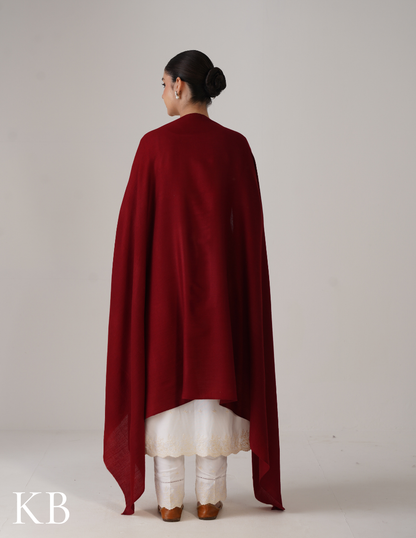 Maroon Solid Woollen Shawl | Warm Everyday Classic - Kashmir Box