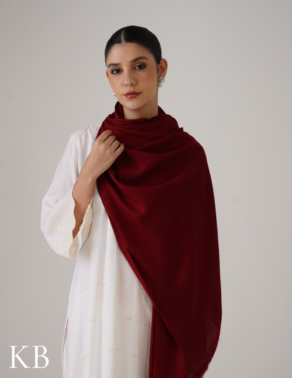 Maroon Solid Woollen Shawl | Warm Everyday Classic - Kashmir Box