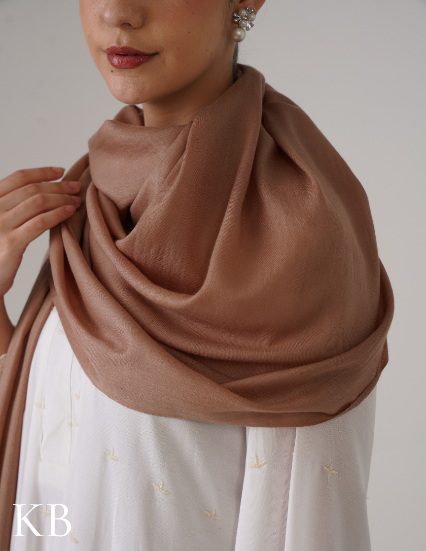 Natural Solid Woollen Shawl | Minimal &amp; Versatile - Kashmir Box
